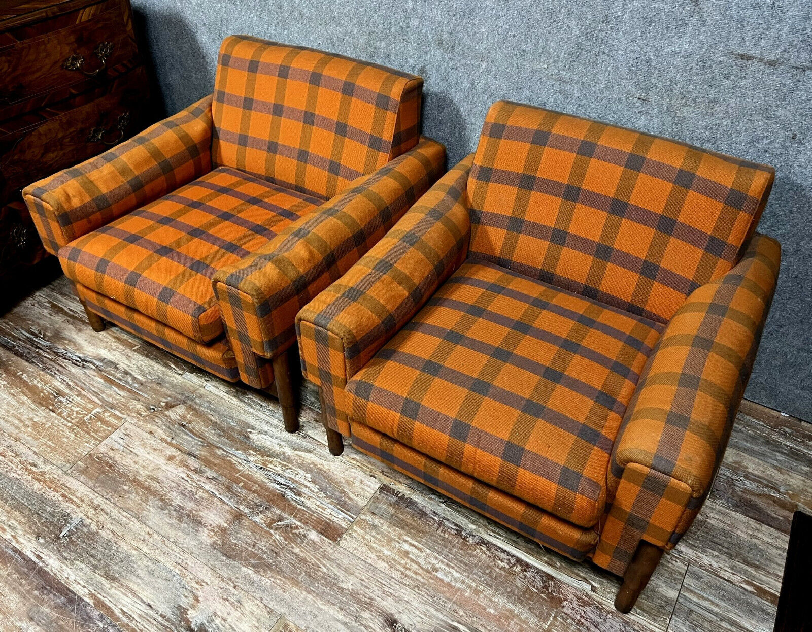 Pair of vintage Scandinavian armchairs from the 50s-60s in teak