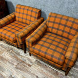 Pair of vintage Scandinavian armchairs from the 50s-60s in teak