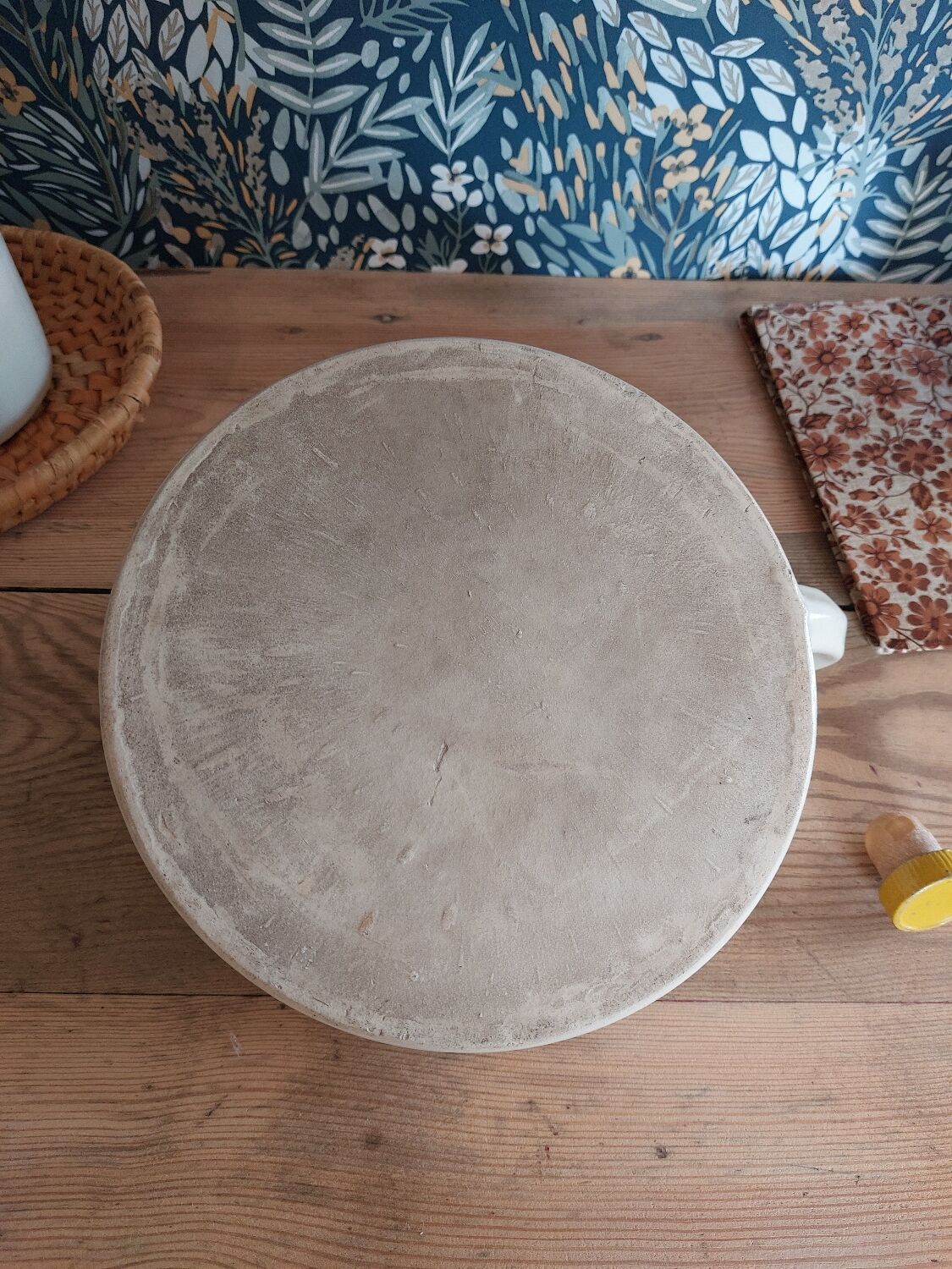 Vintage white enamelled stoneware bottle