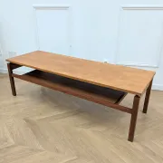 Scandinavian teak coffee table with double top