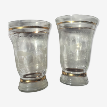 Pair of vases with 1940 décor