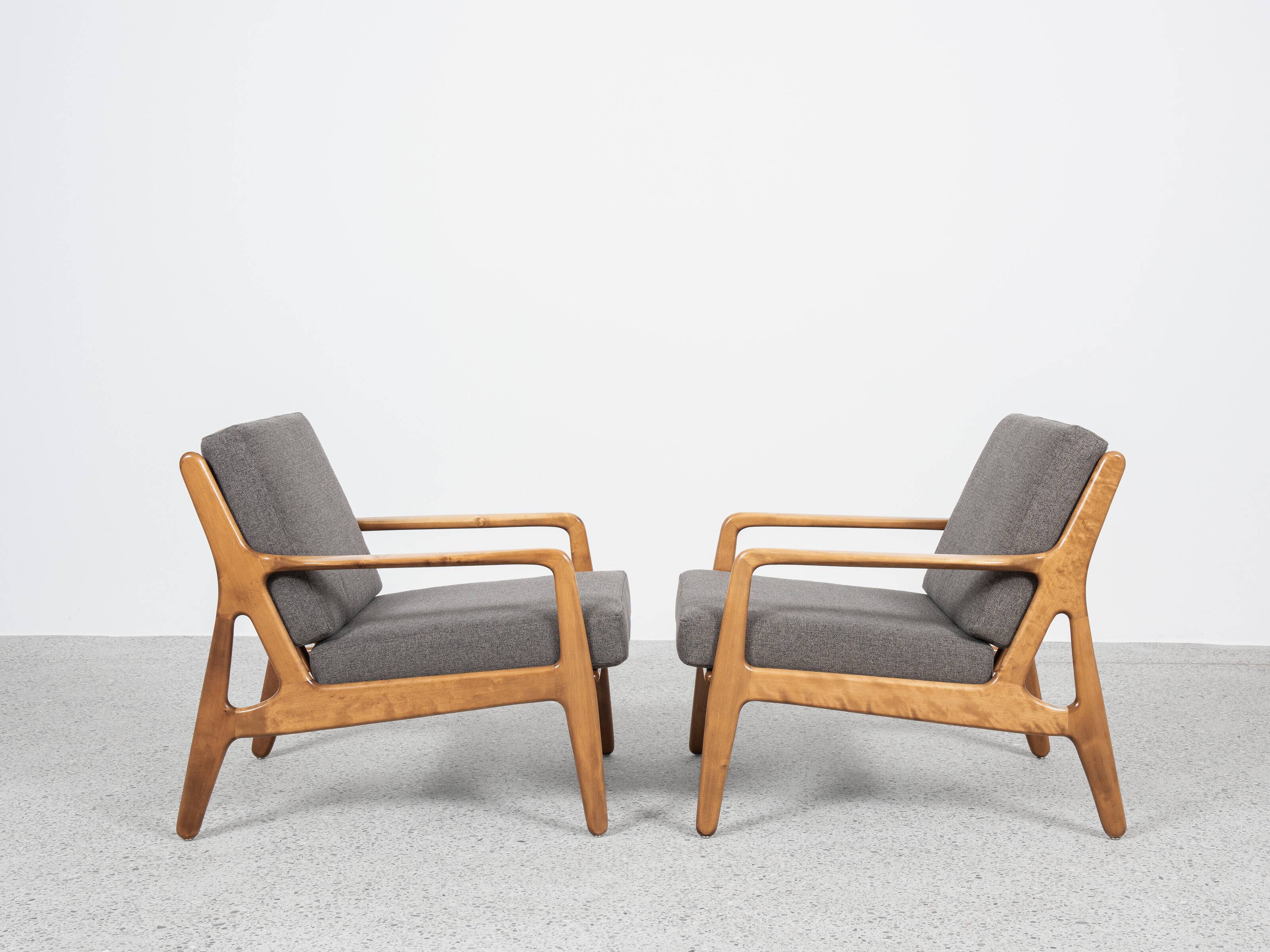 Midcentury Danish pair of easy chairs by Arne Vodder 1960s