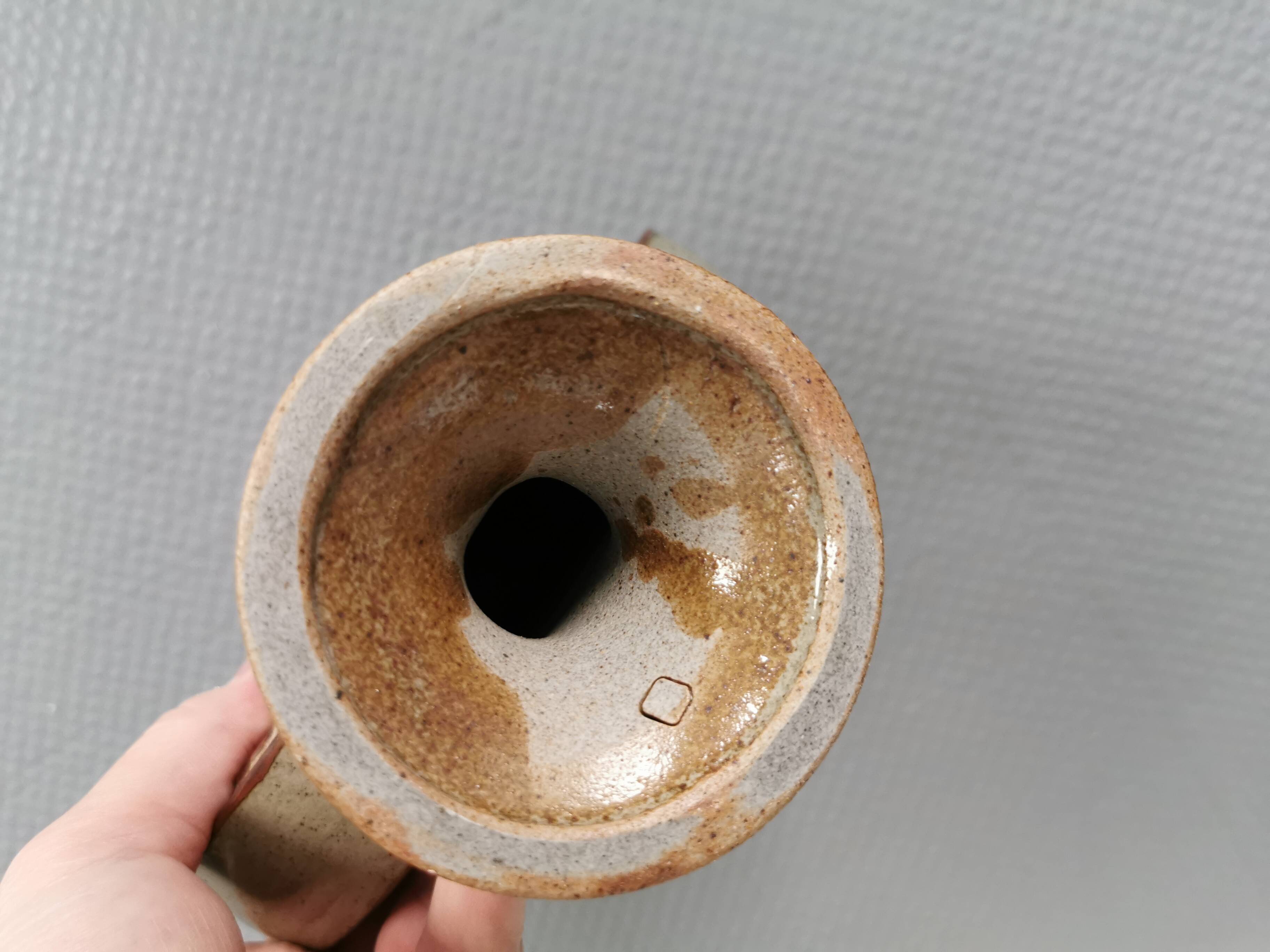 Three-armed ceramic candlestick. Denmark 1970s