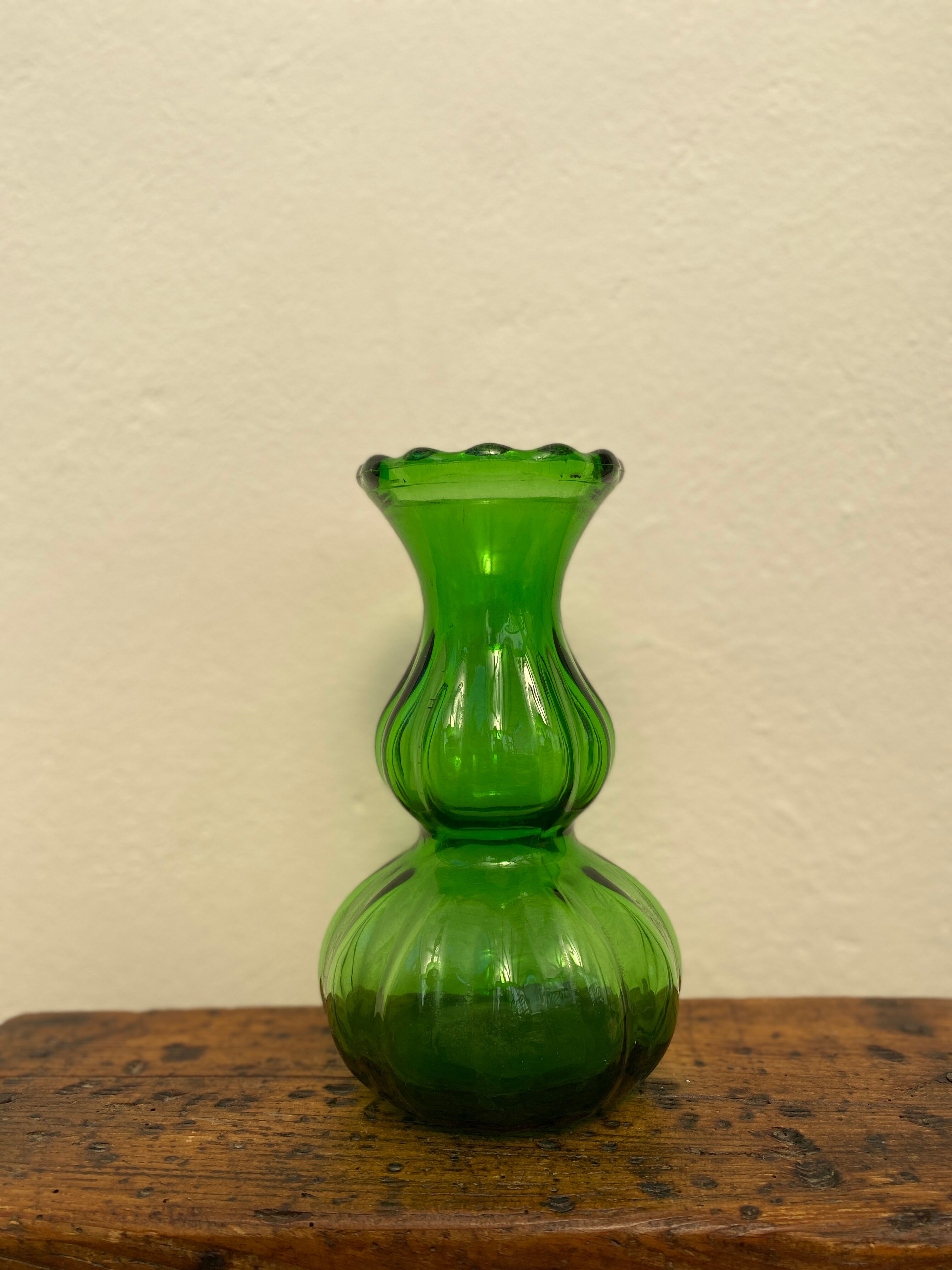 Green glass vase