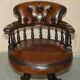 Victorian Captain Chesterfield Armchair in Restored Leather