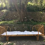 Rattan twin beds
