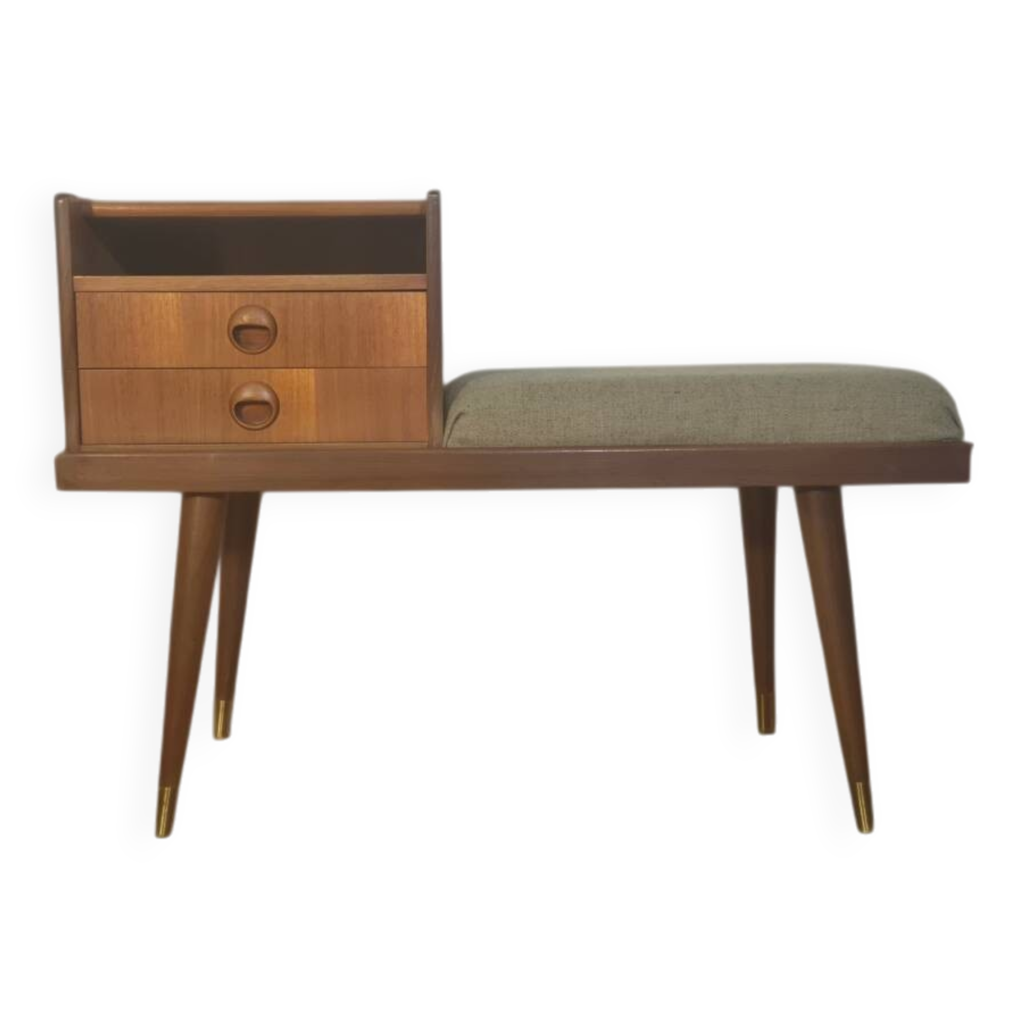 Teak telephone bench, Vintage Scandinavian 1960s