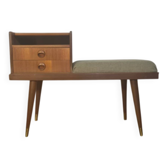Teak telephone bench, Vintage Scandinavian 1960s