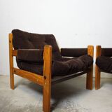 Paire fauteuils velours 70