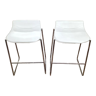 Pair of stool sede ds 717 by Claudio Bellini in white leather and stainless steel in very good condition