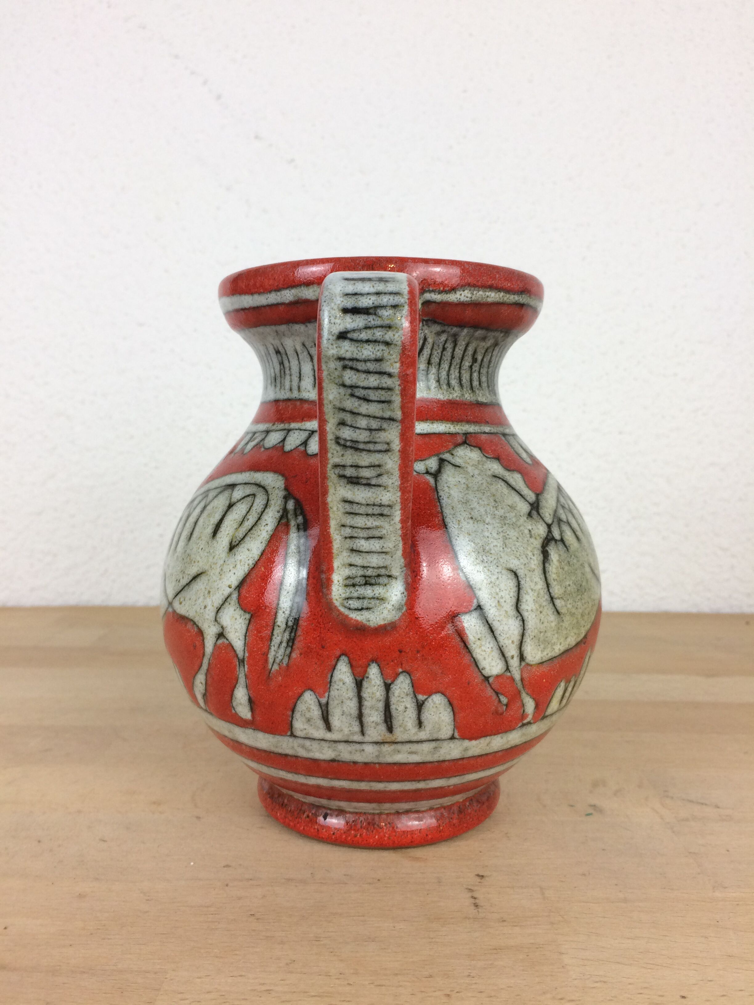 Fratelli Fanciullacci horse vase, orange ceramic
