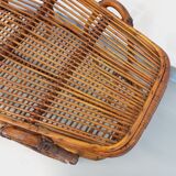 Coffee table with magazine tray in vintage rattan from the 60s