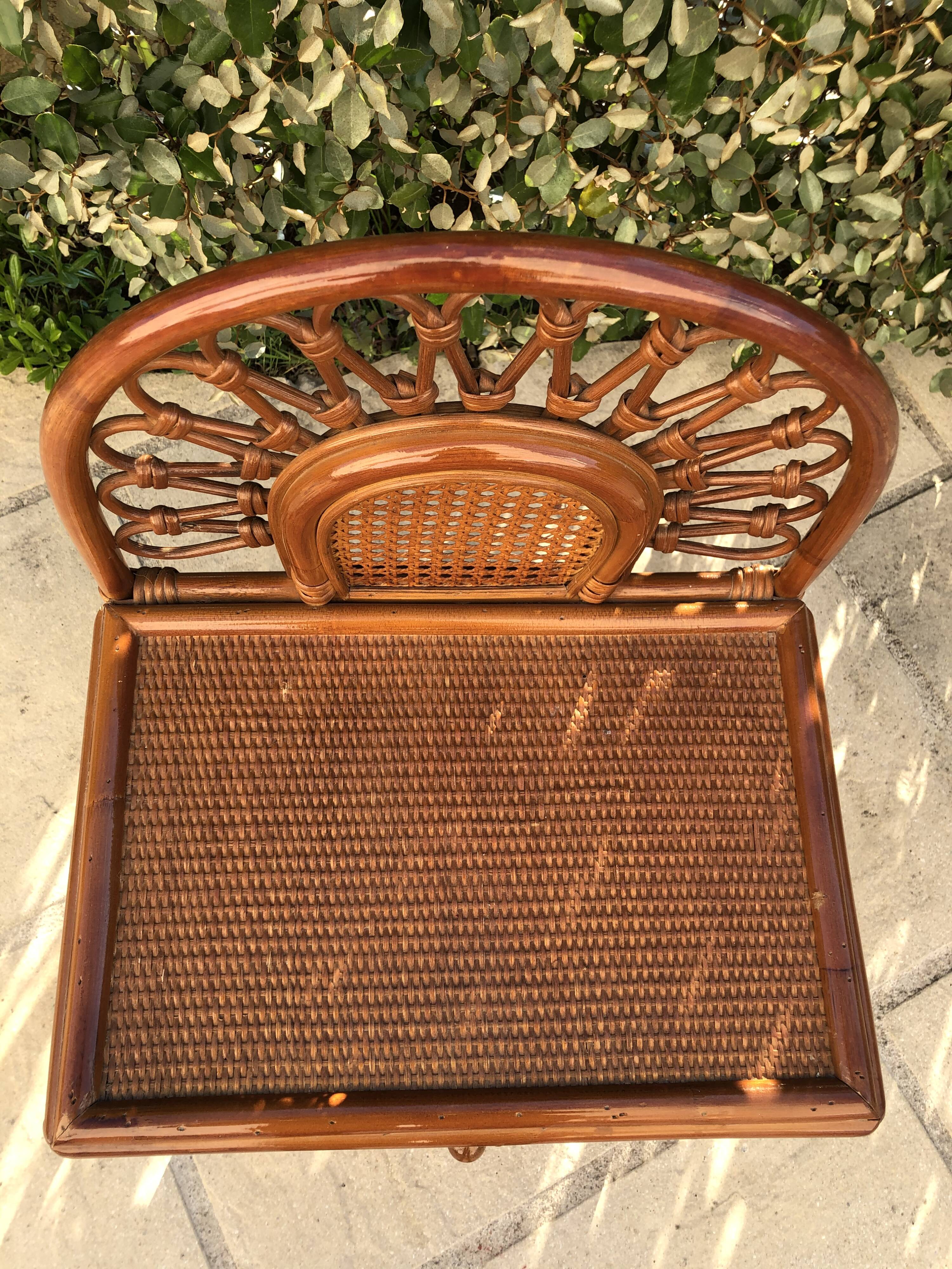 Rattan bedside and vintage bamboo