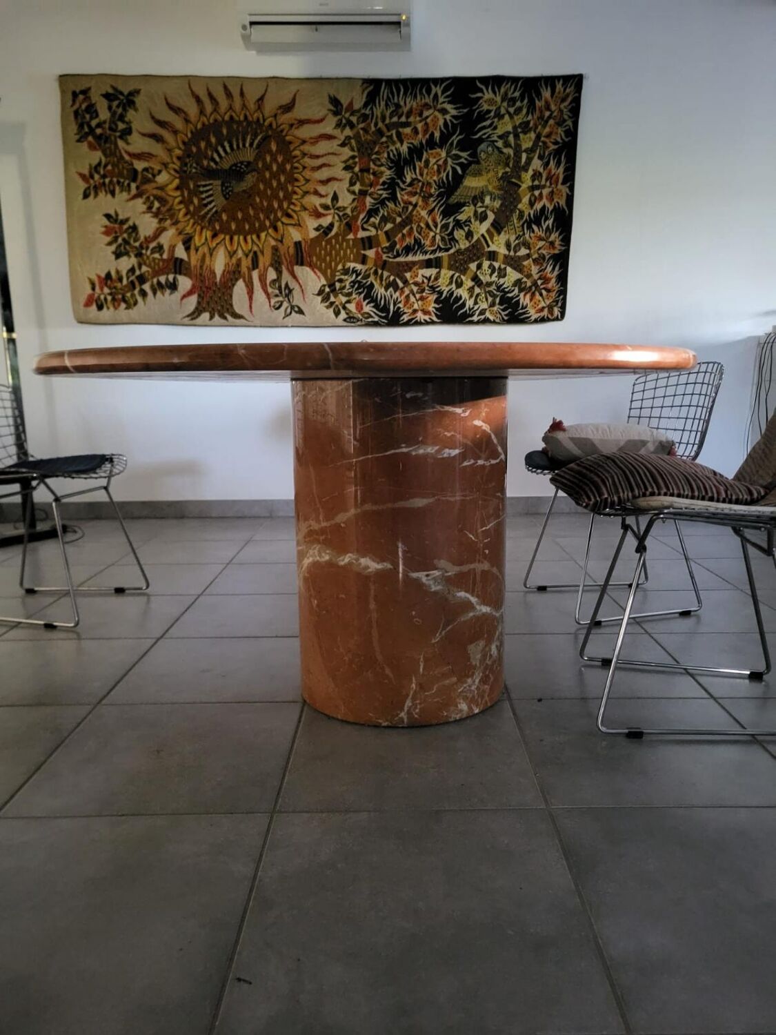 Vintage pink marble dining table