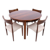 Table ronde avec quatre chaises des années 1960, Danemark.