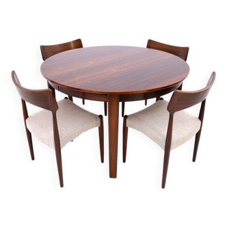 Round table with four chairs from the 1960s, Denmark.