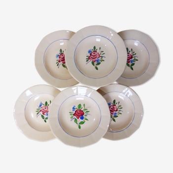 6 assiettes creuses vintage de Digoin Sarreguemines en porcelaine 2101115