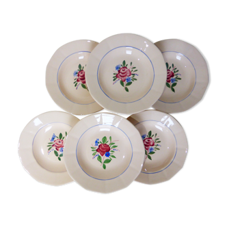 6 assiettes creuses vintage de Digoin Sarreguemines en porcelaine 2101115