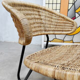 Fauteuil en rotin design hollandais du milieu du siècle Dirk van Sliedregt Gebr. Jonkers