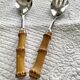 Serving cutlery with bamboo and stainless steel handles
