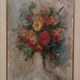 Still life painting with a vase of flowers by Osman DE Scolari (Palermo, 1908 - Florence, 1998)