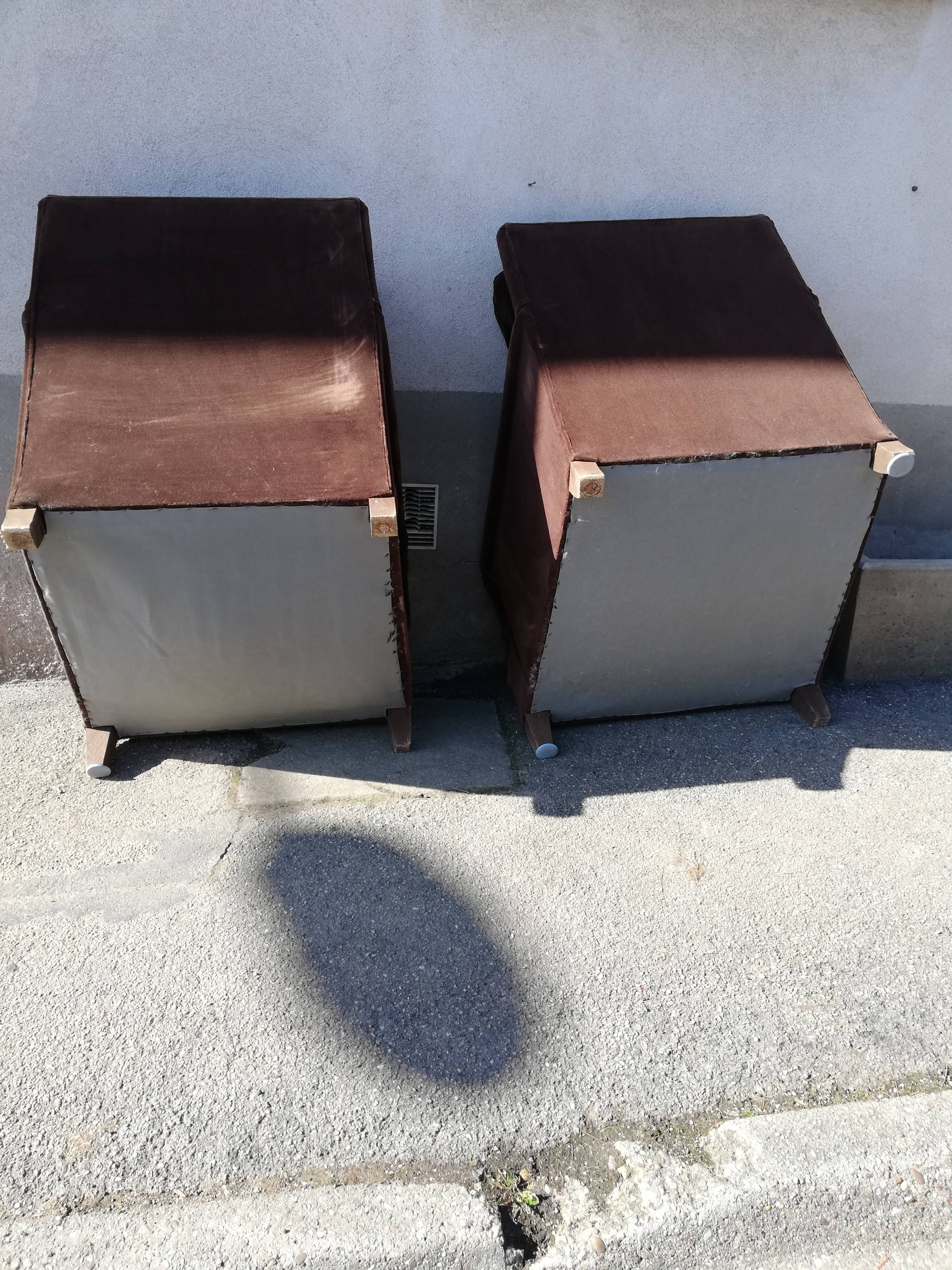Pair of armchairs year 50 chocolate velvet