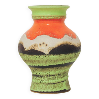 Vintage green & orange west germany vase