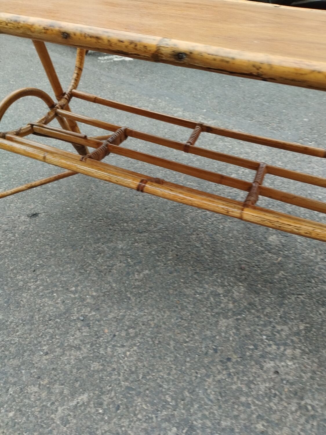 Vintage antique rattan coffee table