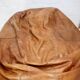 XL leather pouf, 70s, Italy.