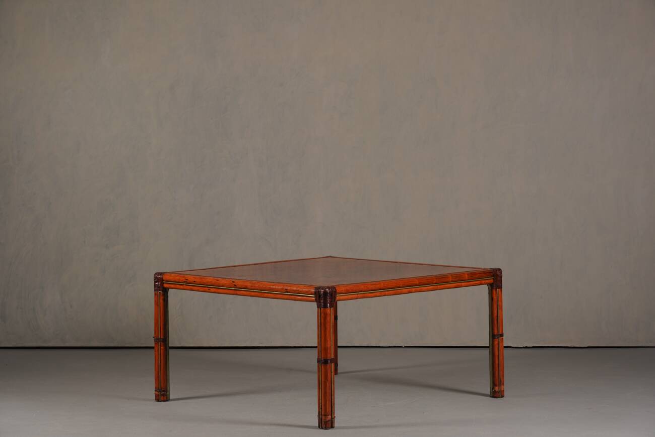 Table à manger carrée vintage en frêne de burl par Alberto Smania pour Studio Smania Interni, Italie, années 1960.