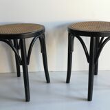 pair of cannage stool and 1940s curved wood