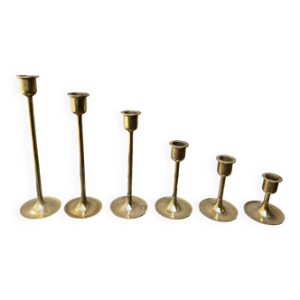 Set of 6 vintage brass candle holders