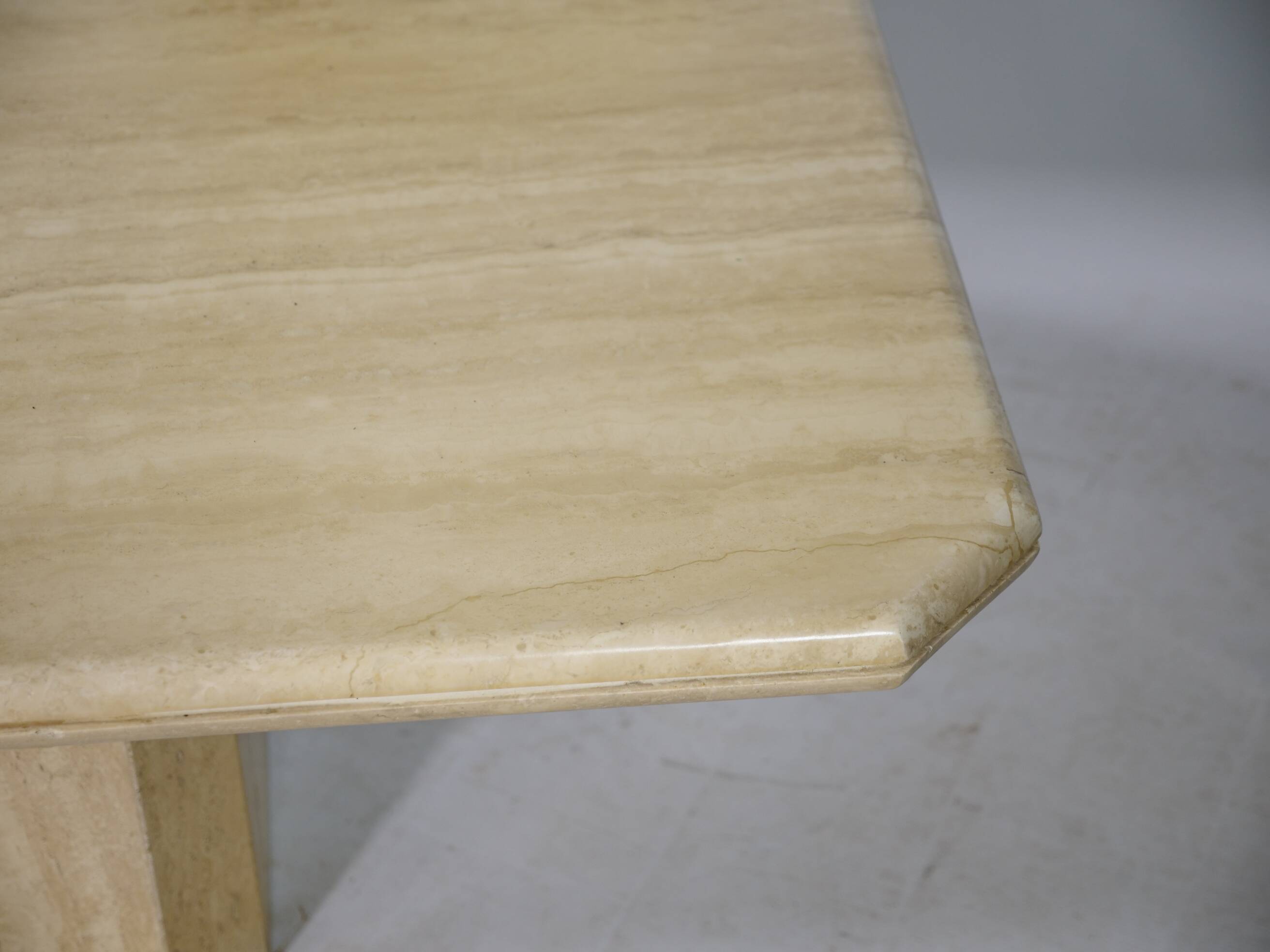 Stone design coffee table made of travertine Italy, 70s 80s