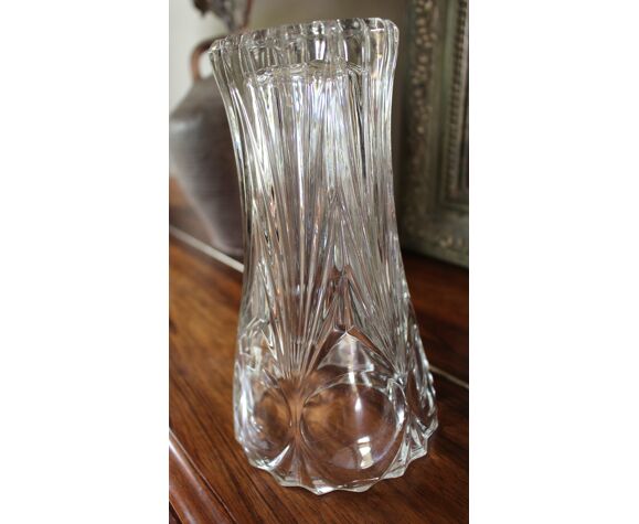 Large Vase Transparent Chisled Glass | Selency