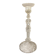 Tall molded glass candle holder with ram heads