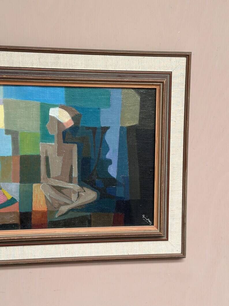 Original Oil on Swedish Panel – "The Snake Charmer" by Ragnar Ring (1908–1999) – Signed – Vintage and Framed – 38 × 60 cm (15" × 23.6")