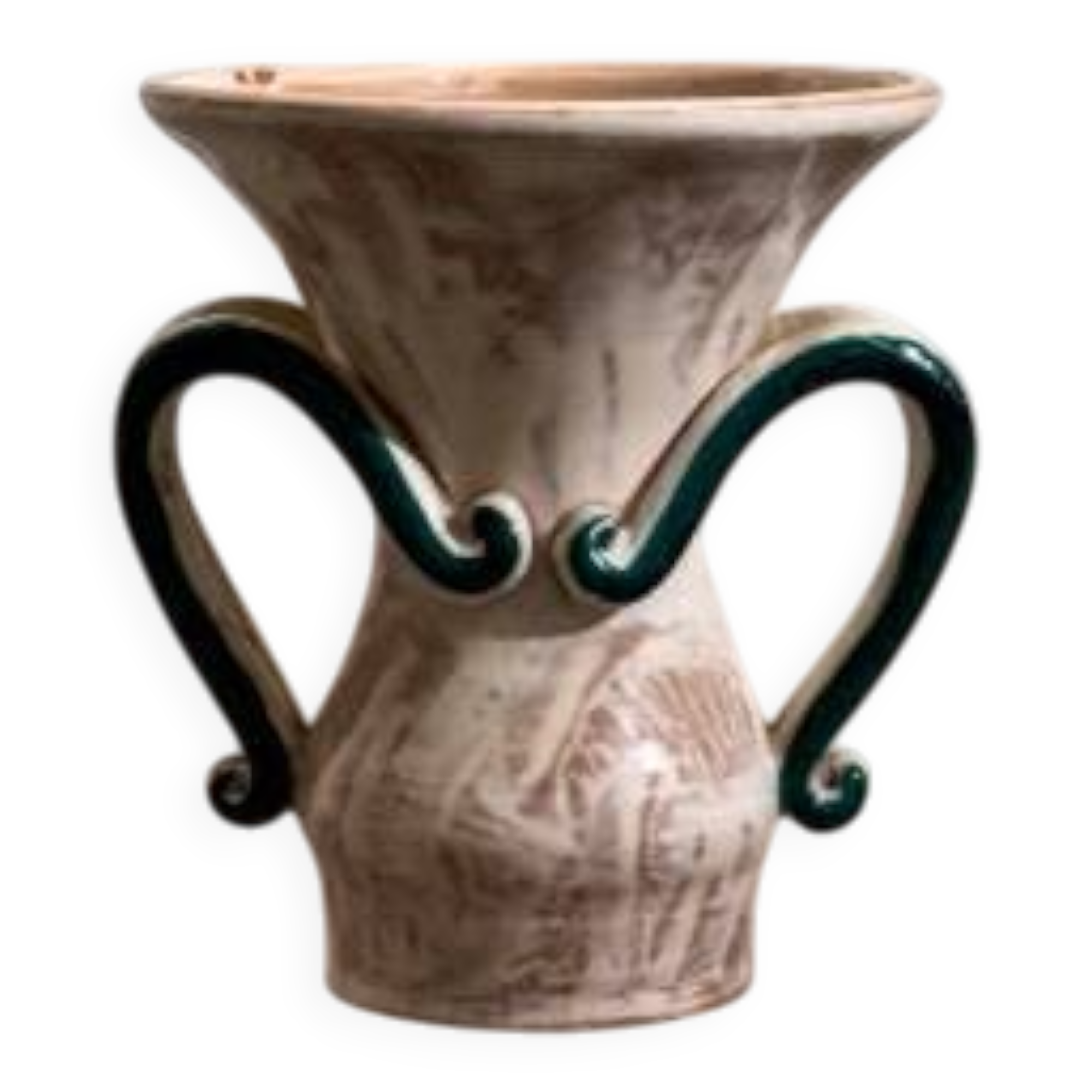Vase bicolore à anses en accolade par Jean Austruy