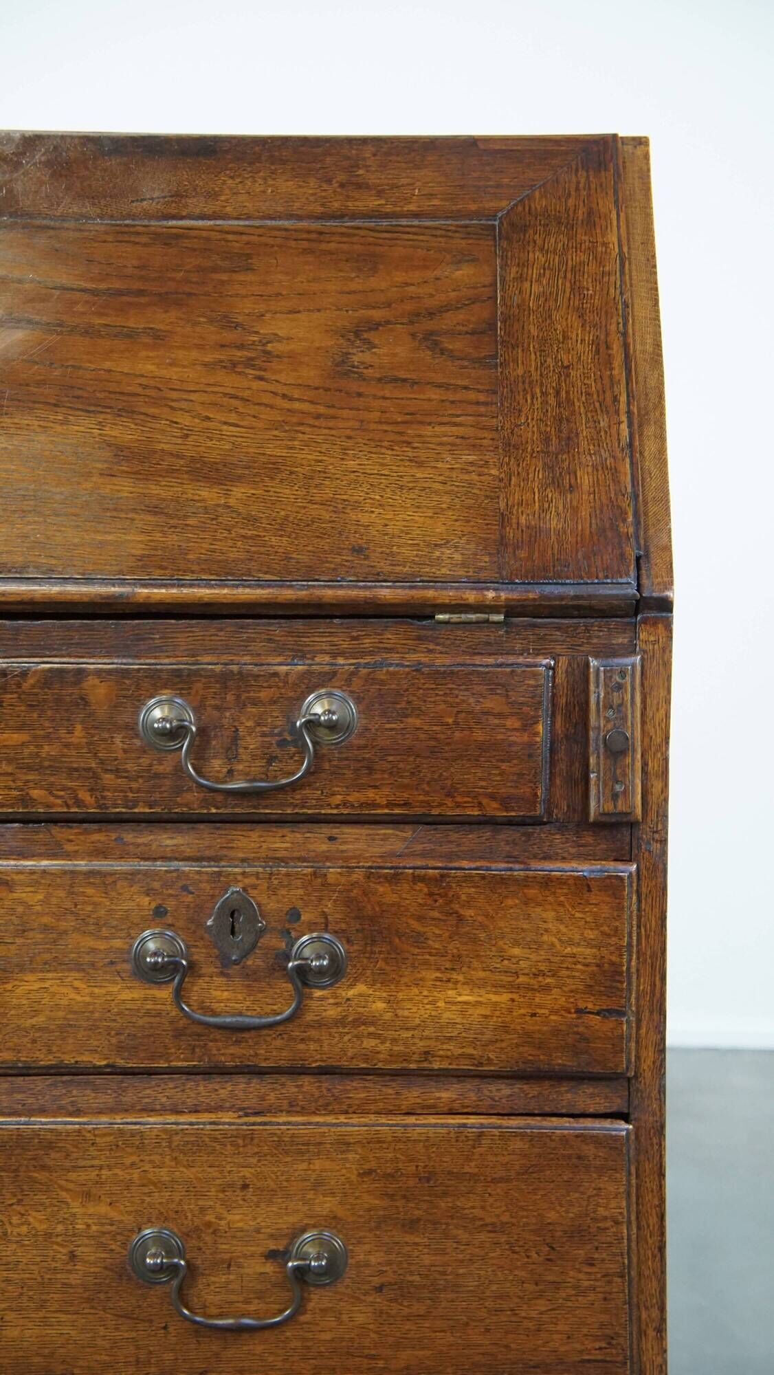 Large antique English oak secretaire from the 18th century