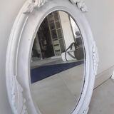 Antique oval mirror in painted wood
