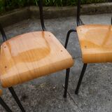 Set of 6 wooden and iron chairs