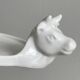 White porcelain cheese dish with handle and cow's head