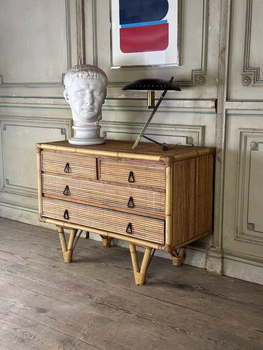 Bamboo chest of drawers circa 1960
