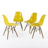 Yellow Set (4) Herman Miller Original Eames DSW Side Shell Chairs