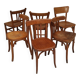 Set of 6 mismatched blond wood bistro chairs