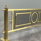 Brass fireplace set, Louis XVI style, fire screen, companion set and holder.