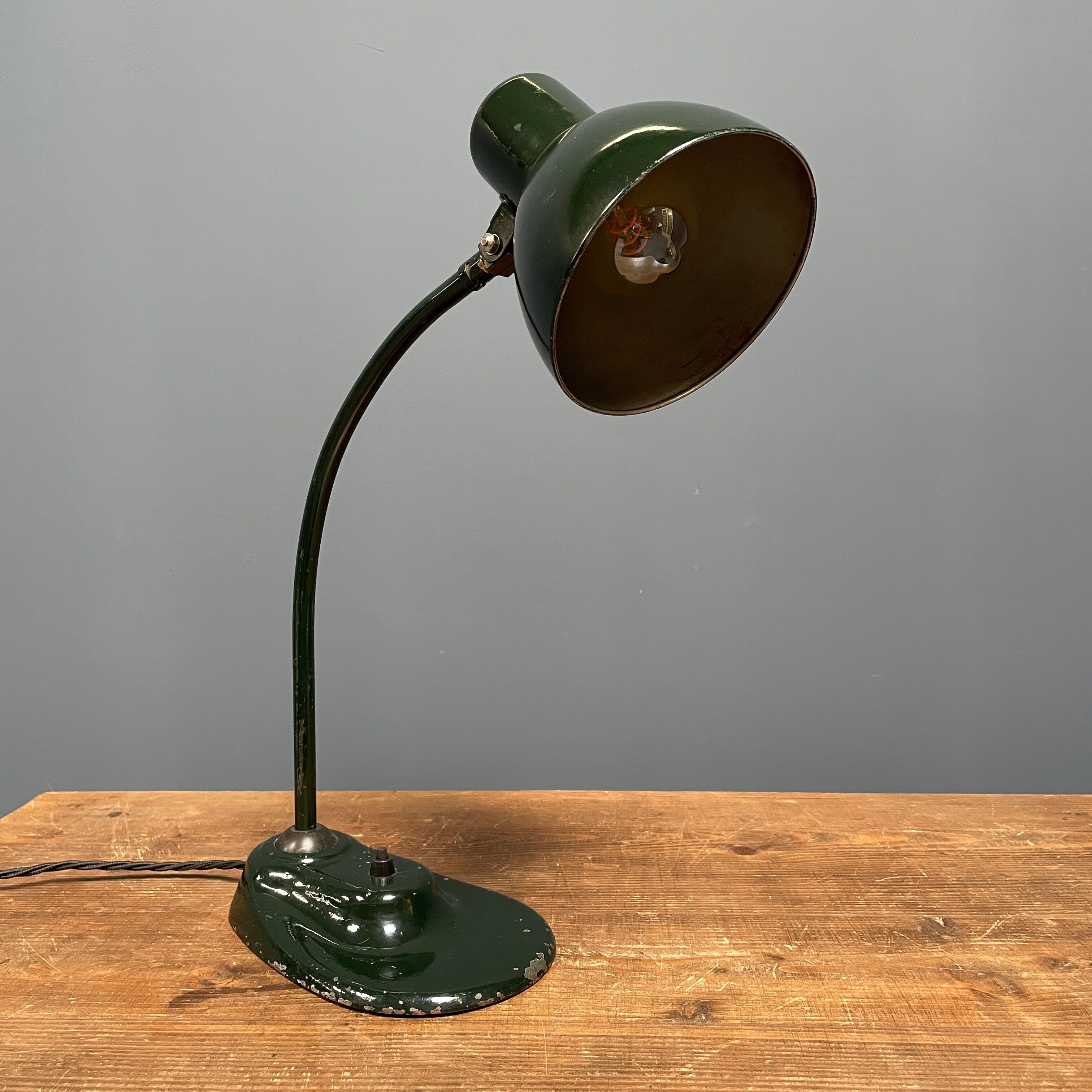 Dark green Kandem Bauhaus desk lamp model 1087 from the 1930s