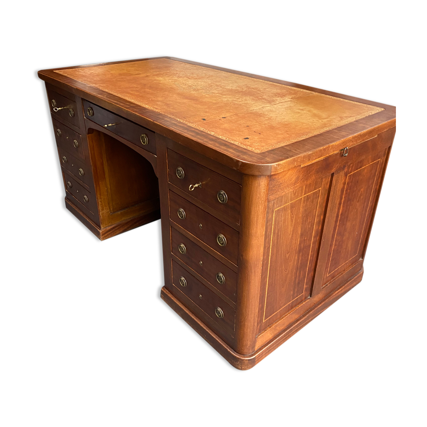 Antique desk mahogany wood vintage leather