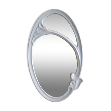 Miroir ovale style art nouveau Jugendstil en fonte de fer émaillée 49 x 29