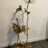 Lampadaire "fleurs" en laiton doré