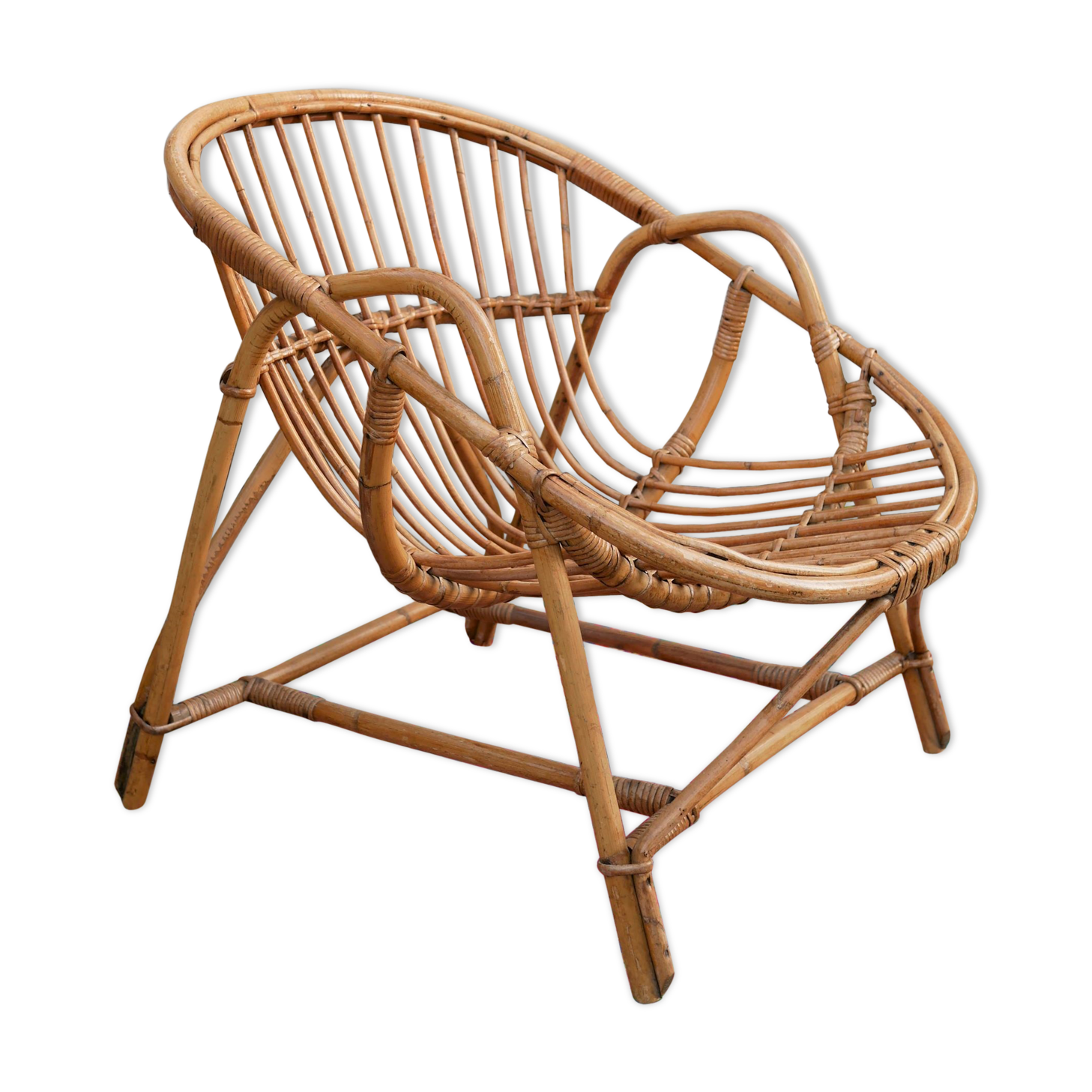 "Shell" vintage armchair rattan